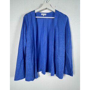 Habitat Womens Blue Open Front Lightweight Linen Cardigan Sweater Small Casual